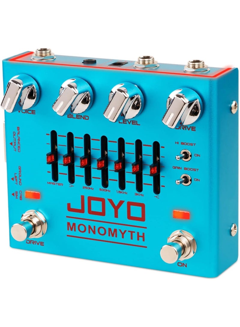 جويو دواسة بيز كهربائي R-26 – تأثير أوفردرايف ومحاكي الأمبليفاير مع 6 نطاقات EQ ومفتاح تقليل الضوضاء لعازفي البيس والجيتار الكهربائي - Image 1