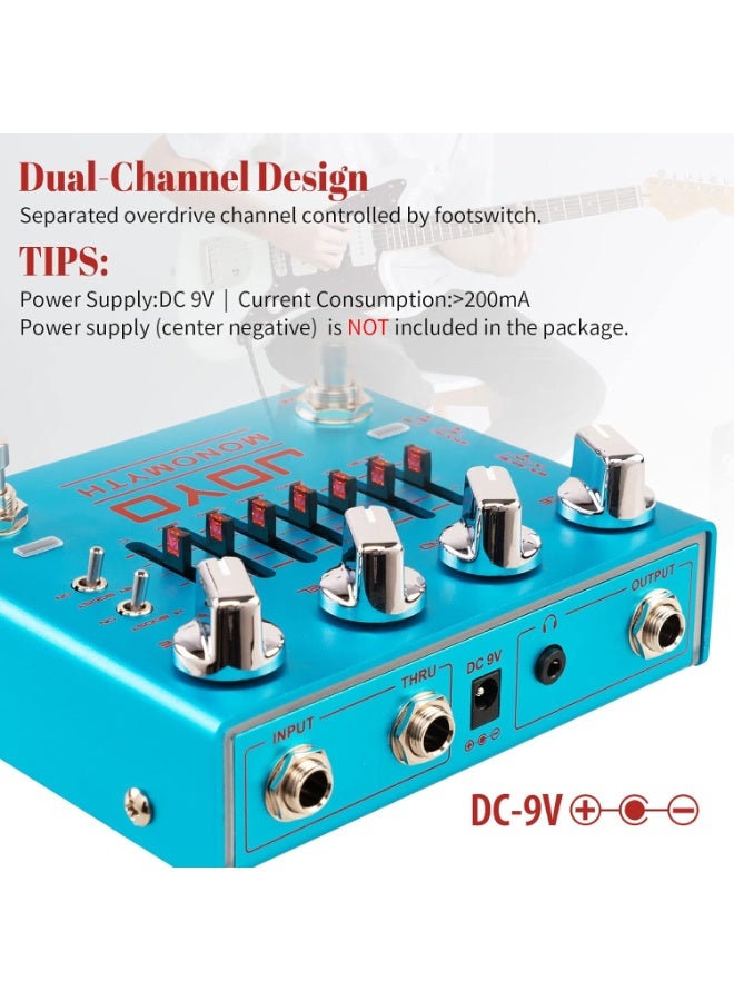 جويو دواسة بيز كهربائي R-26 – تأثير أوفردرايف ومحاكي الأمبليفاير مع 6 نطاقات EQ ومفتاح تقليل الضوضاء لعازفي البيس والجيتار الكهربائي - Image 5