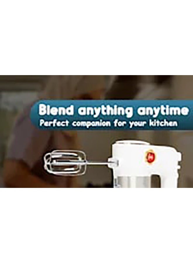 NIKAI Hand Mixer - 6 Speed With Turbo Function, 2 Beaters, 2 Hooks, And Easy Eject Button For Effortless Mixing, Professional Electric Handheld Mixer For Baking 300 W NH787T2 White/Silver - Image 3