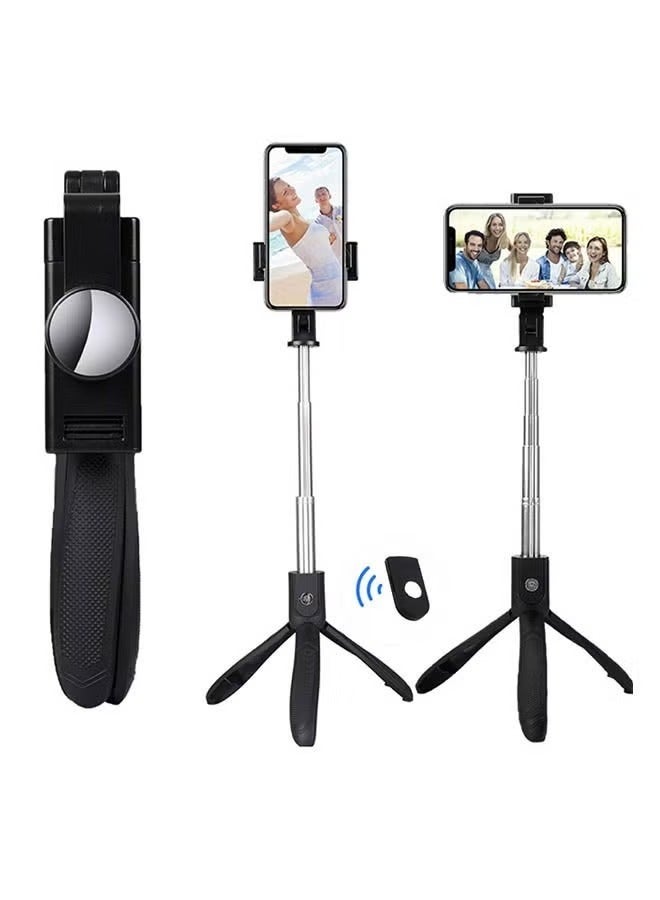 كي6 عصا سيلفي قابلة للتمديد مع حامل ثلاثي القوائم وجهاز تحكم عن بعد بتقنية البلوتوث، لون أسود - Image 3