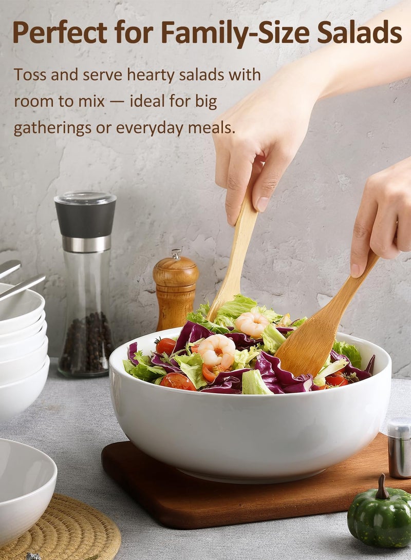 Yedio Pasta Serving Bowls 120 Ounce 9.7â€ Large Serving Bowls, Porcelain Salad Bowls for Kitchen, Big White Soup Bowls, Oven Dishwasher Safe, Set of 2 - Image 3