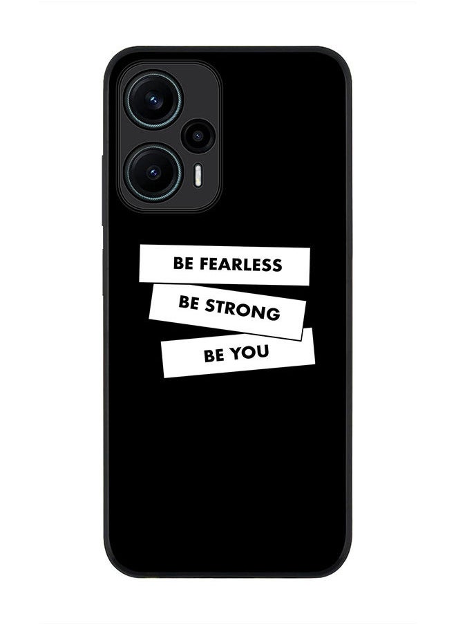Stylizedd Rugged Black edge case for Xiaomi Poco F5 5G / Xiaomi Redmi Note 12 Turbo 5G Slim fit Soft Case Flexible Rubber Edges Anti Drop TPU Gel Thin Cover - Fearless Strong You  - Image 1