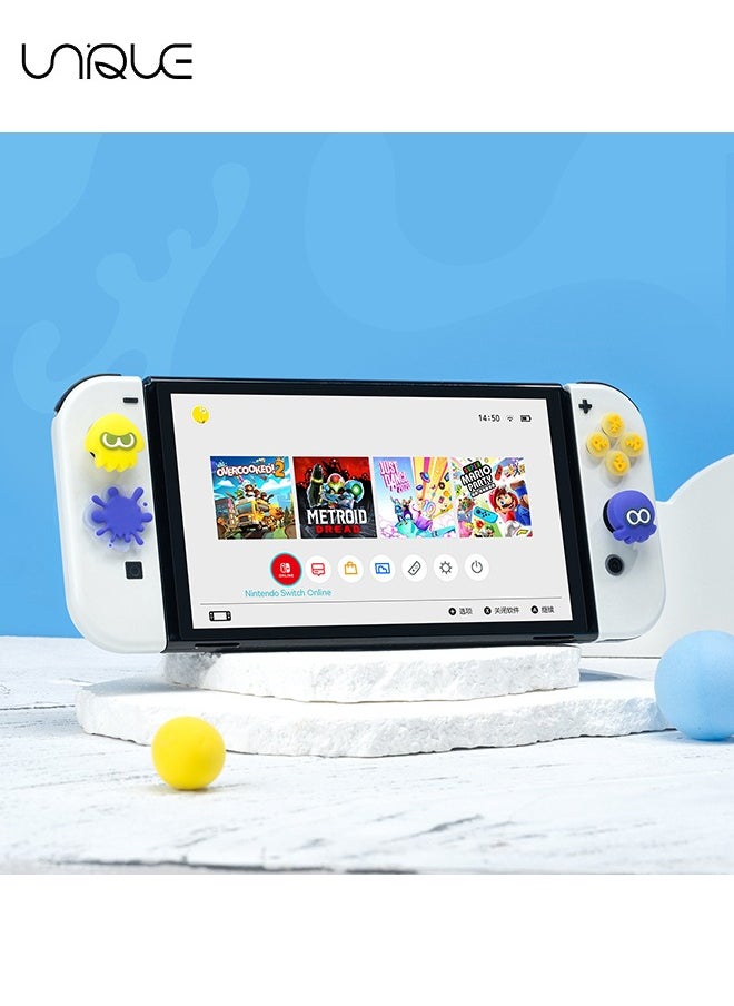 Unique - 7Piece set Cross D-Pad Button Caps Thumb Grips Set, Compatible with Nintendo Switch/Switch OLED, Cute 3D Soft Silicone ABXY Buttons Sticker Joystick Cover Caps - Image 1