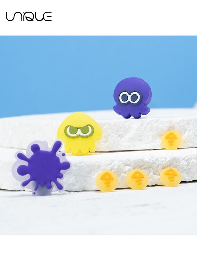 Unique - 7Piece set Cross D-Pad Button Caps Thumb Grips Set, Compatible with Nintendo Switch/Switch OLED, Cute 3D Soft Silicone ABXY Buttons Sticker Joystick Cover Caps - Image 1