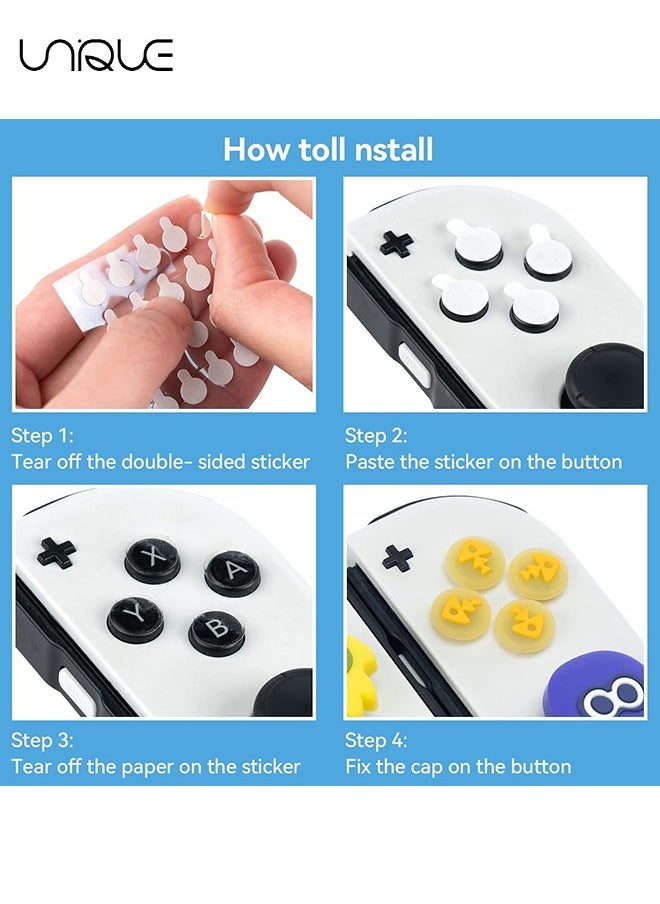 Unique - 7Piece set Cross D-Pad Button Caps Thumb Grips Set, Compatible with Nintendo Switch/Switch OLED, Cute 3D Soft Silicone ABXY Buttons Sticker Joystick Cover Caps - Image 1