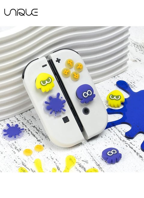 7Piece set Cross D-Pad Button Caps Thumb Grips Set, Compatible with Nintendo Switch/Switch OLED, Cute 3D Soft Silicone ABXY Buttons Sticker Joystick Cover Caps