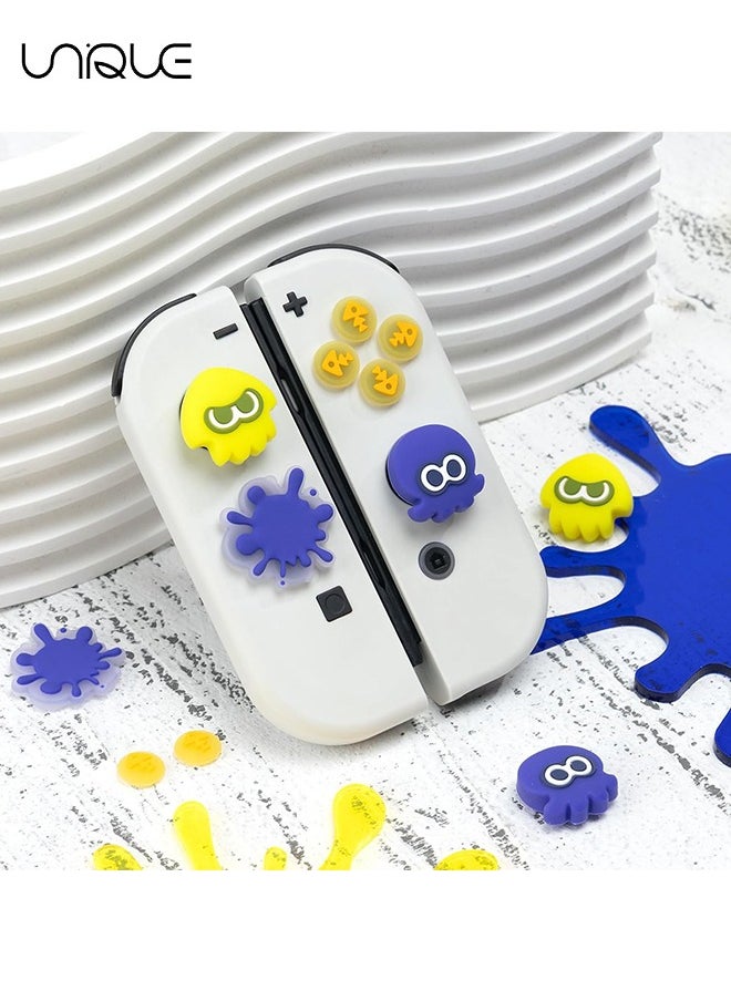 Unique 7Piece set Cross D-Pad Button Caps Thumb Grips Set, Compatible with Nintendo Switch/Switch OLED, Cute 3D Soft Silicone ABXY Buttons Sticker Joystick Cover Caps  - Image 1