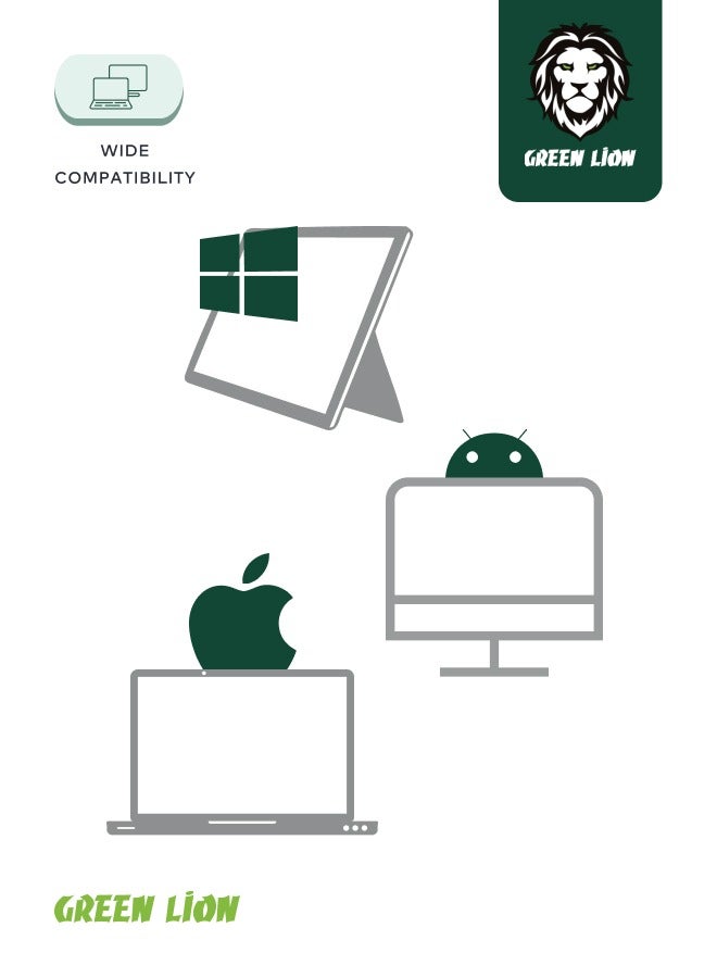 GREEN LION Wired Keyboard and Mouse 1000 DPI/ Durable Build / Elegant Design / Wide Compatibility / Non-Slip Base / 8 million Times Keystroke Life / 1.5 Meters Wire - Black - Image 4