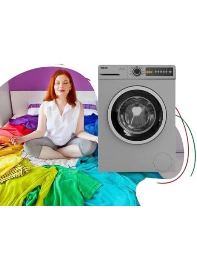 Ocean WFO 1081 WL S, Front Load Automatic Washing Machine, 8 kg, 1000 RPM, Silver - Image 3