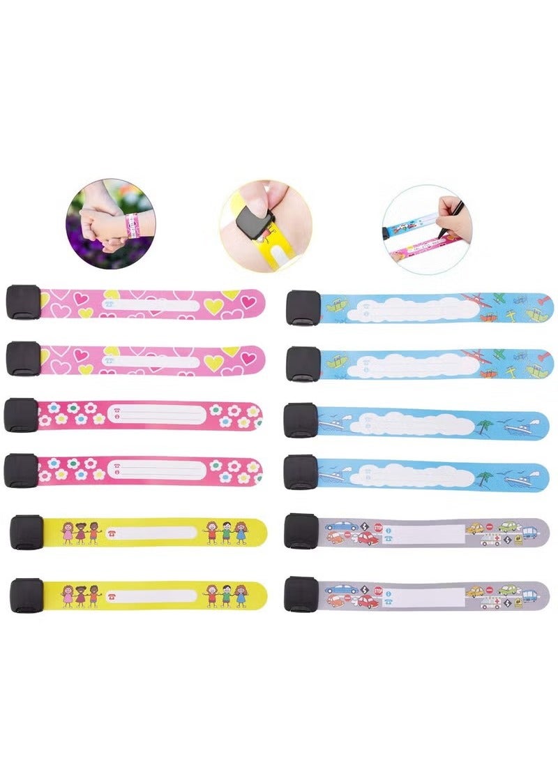 Generic Wristband, 12pcs Reusable&Waterproof Safety Bracelets for Kids Anti-Lost Child Travel Bands for Children Field Trip&Outdoor Activity  - Image 1