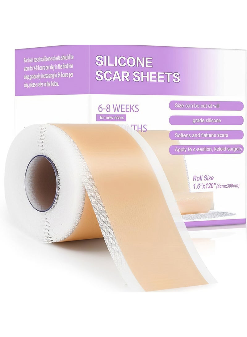 Generic Silicone Scar Sheets, Reusable Professional Scar Removal Strips for C-Section, Surgery, Burn, Acne W4cm*L3m  - Image 1