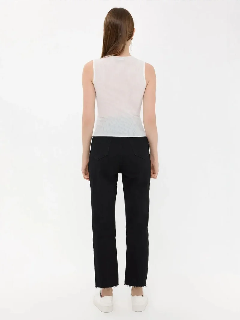 Hiccup White Sleeveless Round Neck Blouse for Women | Best Price UAE