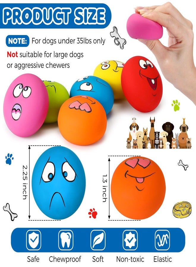Jenaai 24 Pieces Funny Face Squeaky Dog Toys Latex Soft Toys Emoticon Dog Squeaky Ball Interactive Balls Fetch Play Toy for Small Medium Pets Animals Puppies Training(Multiple Colors) - Image 2