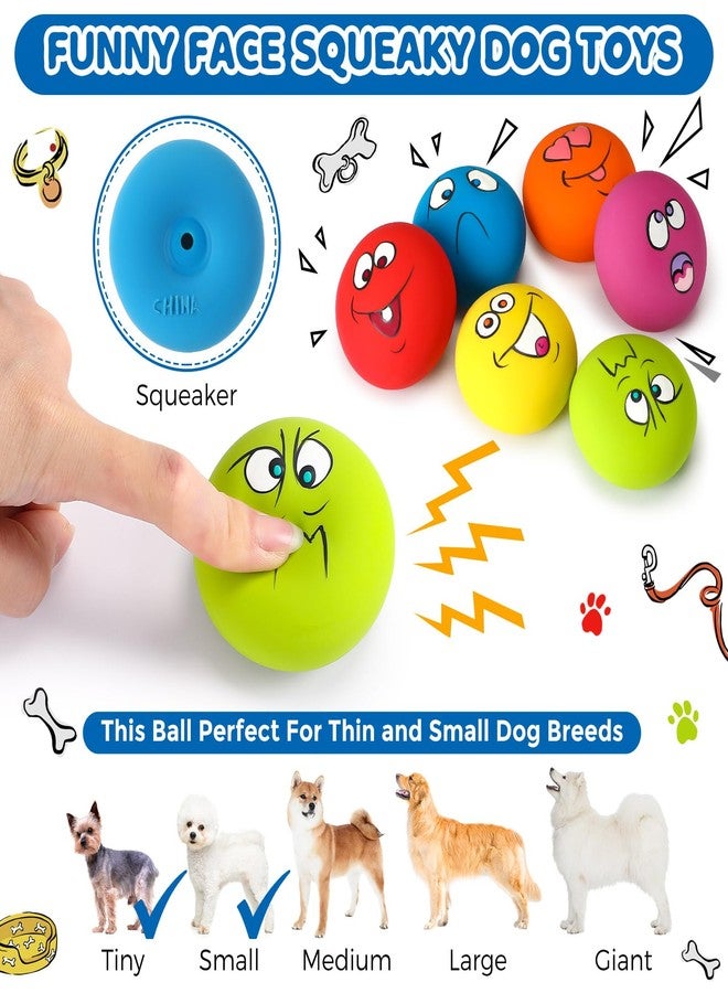 Jenaai 24 Pieces Funny Face Squeaky Dog Toys Latex Soft Toys Emoticon Dog Squeaky Ball Interactive Balls Fetch Play Toy for Small Medium Pets Animals Puppies Training(Multiple Colors) - Image 3