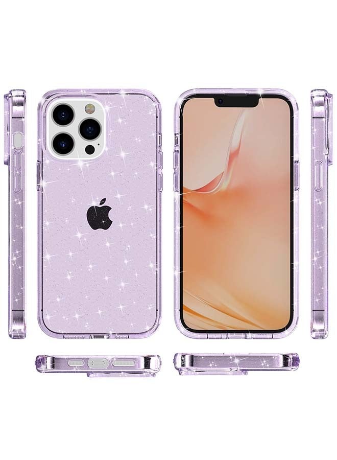 iPhone 14 Pro Max Sequin Ultra Thin Case, Soft TPU Anti Scratch Shockproof Protective Phone Cover, Anti Yellowing Protective Shell (Purple) - Image 3