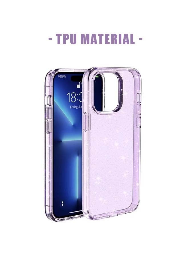 iPhone 14 Pro Max Sequin Ultra Thin Case, Soft TPU Anti Scratch Shockproof Protective Phone Cover, Anti Yellowing Protective Shell (Purple) - Image 4
