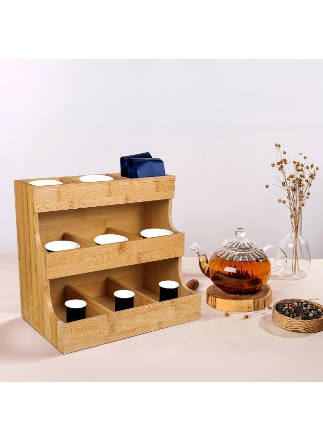 Generic Healeved Wooden Tea Bag Holder - 3 Tier Tea Box Organizer, Natural Solid Wood, Tea Bag Organiser for Tea Bag Storage, Coffee Capsules, Sugar Packets - Image 5