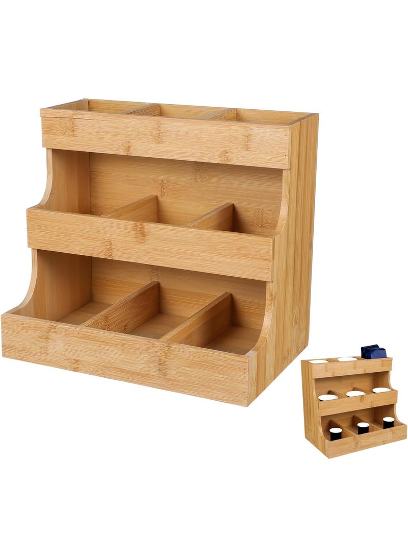Generic Healeved Wooden Tea Bag Holder - 3 Tier Tea Box Organizer, Natural Solid Wood, Tea Bag Organiser for Tea Bag Storage, Coffee Capsules, Sugar Packets - Image 1
