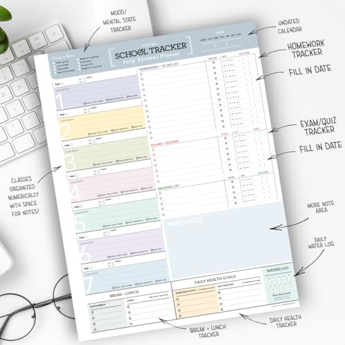 Goody Farm Student Daily Notepad Planner Tracker To Do Schedule Visual Class List Pad- 50 Tear Off Premium Pad (Light Pastel) - Image 4