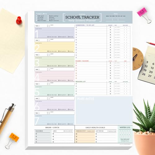 Goody Farm Student Daily Notepad Planner Tracker To Do Schedule Visual Class List Pad- 50 Tear Off Premium Pad (Light Pastel) - Image 1