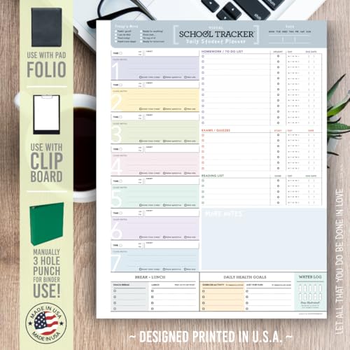 Goody Farm Student Daily Notepad Planner Tracker To Do Schedule Visual Class List Pad- 50 Tear Off Premium Pad (Light Pastel) - Image 5