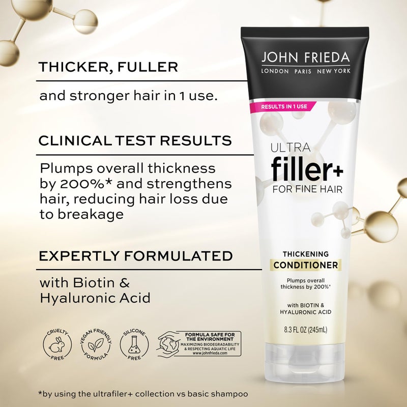 John Frieda ULTRAfiller+ Thickening Conditioner, Strengthening Conditioner for Damaged or Thin Hair, Infused with Biotin and Hyaluronic Acid to Strengthen Hair for Thicker Fuller Results, 8.3 Oz - Image 3