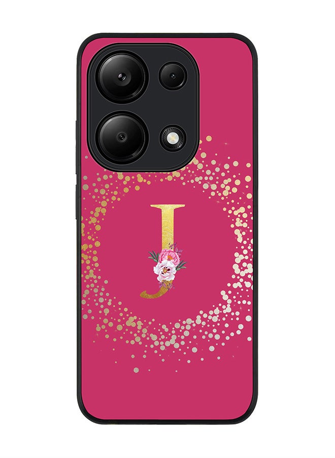 Stylizedd حافظة متينة لهاتف Xiaomi Redmi Note 13 Pro 4G / Xiaomi Poco M6 Pro 4G - حرف مونوغرام مخصص مزخرف - J (وردي غامق) - Image 1