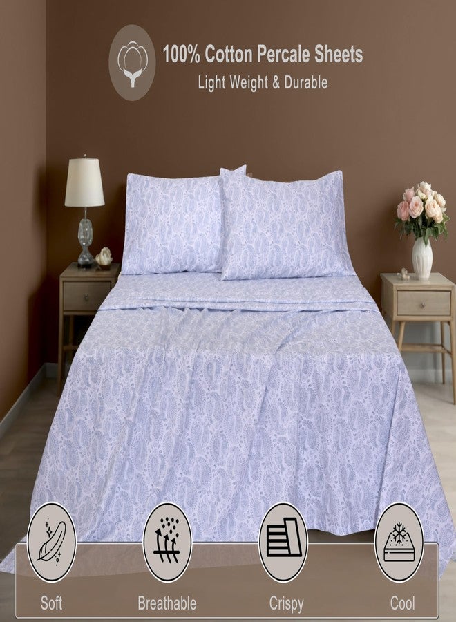 زوير ملاءات زوير قطنية 100% - ملاءات بيركال مقاس كوين، باردة ومنعشة، بجيوب عميقة 16 بوصة، طقم سرير، خفيفة الوزن وجيدة التهوية، متينة، 4 قطع، بنقشة بيزلي - Image 3