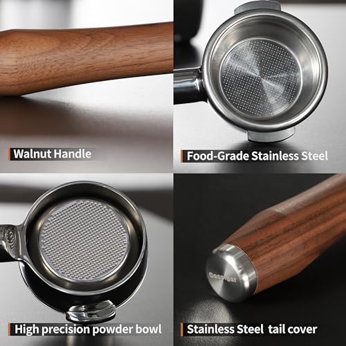 Coosigar 58mm Bottomless Portafilter | Fits for E61 Group Head 2 Ears machines| Stainless Steel portafilter and Walnut wood Handle|Espresso Machine Accessories(Walnut) - Image 5