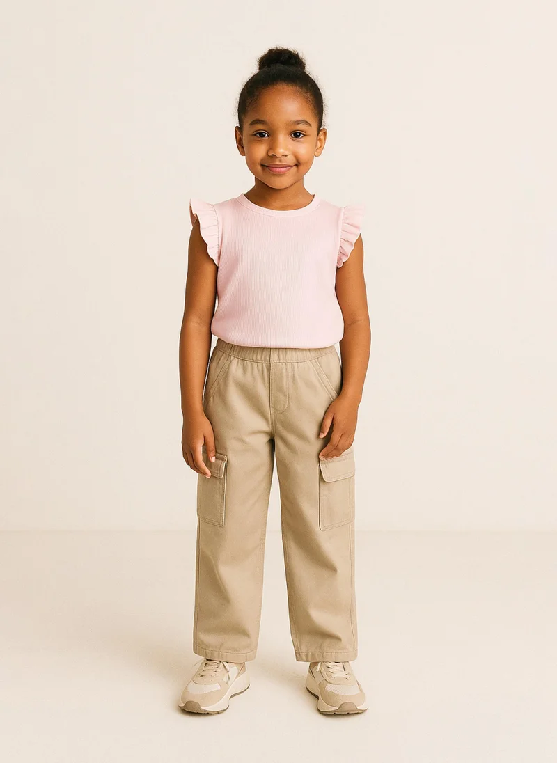 MINOTI Girls Sleeveless Top with Ruffle Shoulders