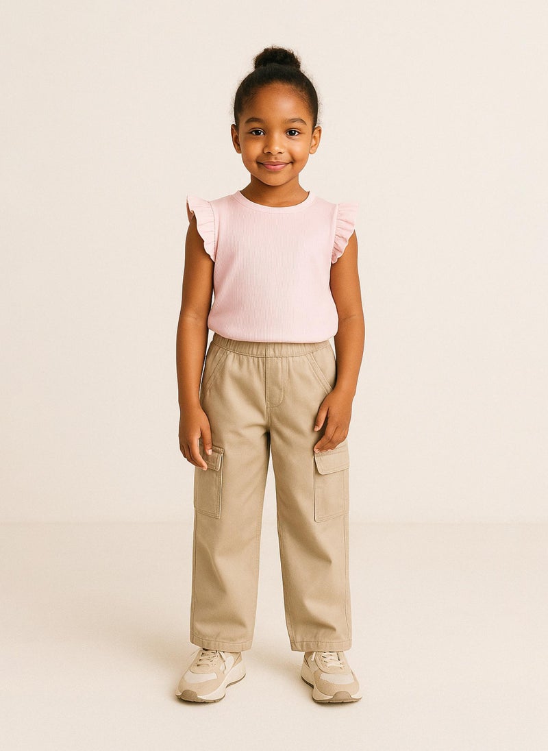 MINOTI Girls Sleeveless Top with Ruffle Shoulders - Image 1