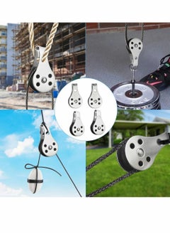 Y&D Pulley Block, 4 Pcs Single Block,Stainless Steel Wire Rope Controller Silver Block  - Image 5