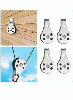Y&D Pulley Block, 4 Pcs Single Block,Stainless Steel Wire Rope Controller Silver Block  - Image 4