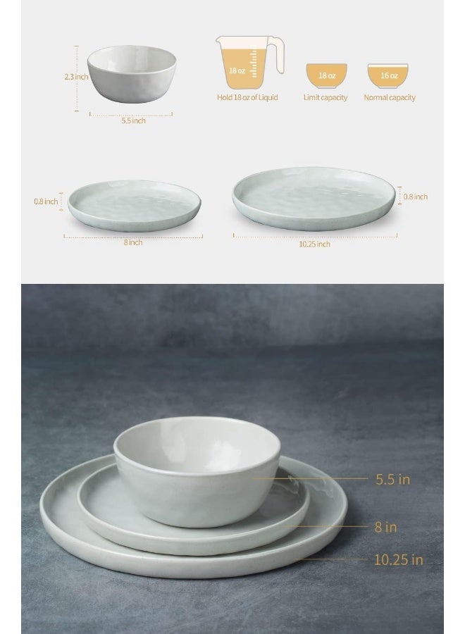 Famiware Mars Plates and Bowls Set 12 Pieces Dinnerware Sets Dishes Set for 4 White - Image 4