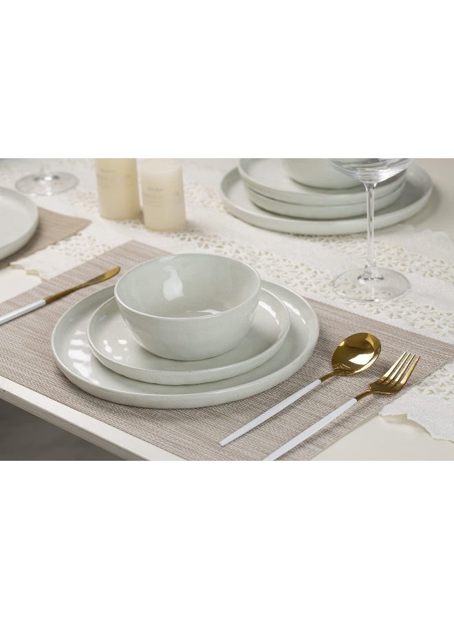 Famiware Mars Plates and Bowls Set 12 Pieces Dinnerware Sets Dishes Set for 4 White - Image 3