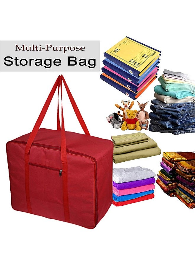 Kuber Industries Moisture Proof Wardrobe Organizer Storage Bag For Clothes With Zipper Closure and Handle (Red)-HS43KUBMART26641, L (polyester, pack of 1) - Image 4