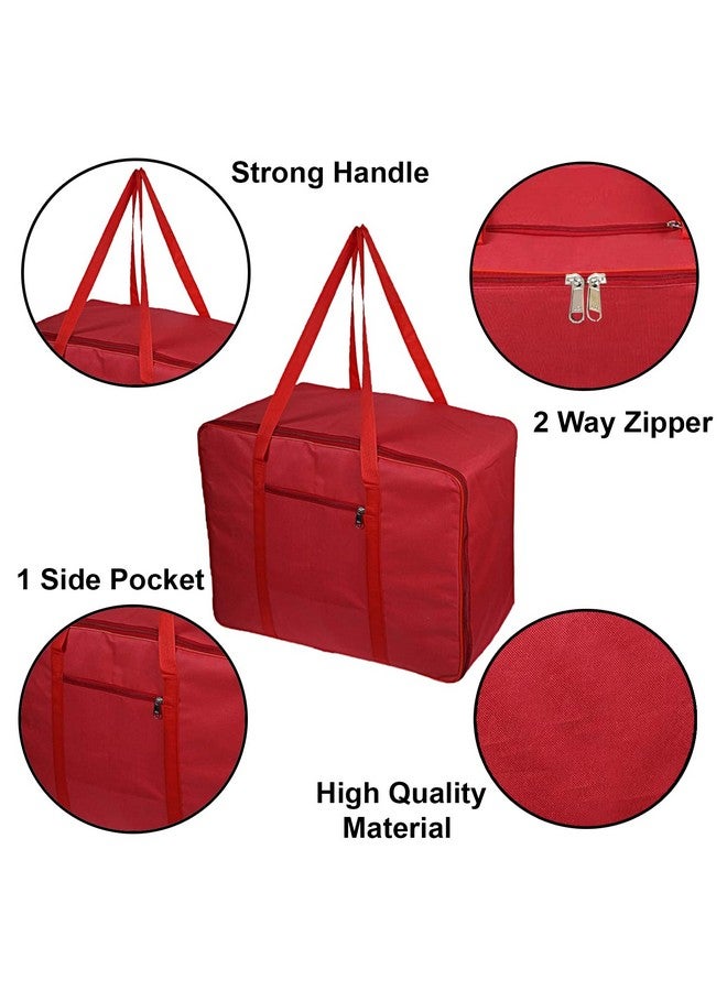 Kuber Industries Moisture Proof Wardrobe Organizer Storage Bag For Clothes With Zipper Closure and Handle (Red)-HS43KUBMART26641, L (polyester, pack of 1) - Image 3