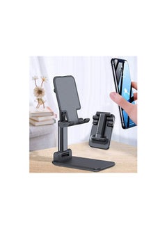 Generic Foldable and Adjustable Phone Holder Stand with Charging Base, Aluminum Tablet Stand Compatible with Mobile, iPad, Kindle, and Tablets - Black  - Image 2