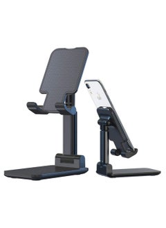 Generic Foldable and Adjustable Phone Holder Stand with Charging Base, Aluminum Tablet Stand Compatible with Mobile, iPad, Kindle, and Tablets - Black  - Image 1