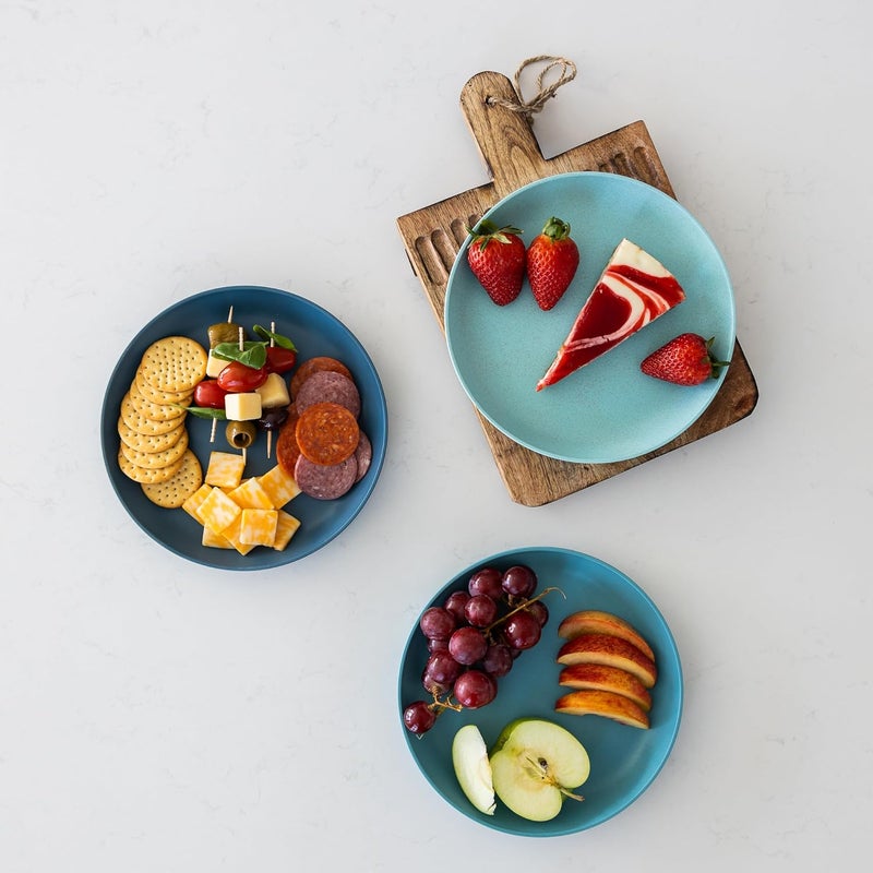 Grow Forward Premium Wheat Straw Dessert Plates  8 Inch Reusable Hard Plastic Plates Set of 8  Unbreakable Microwave Safe Plates for Dinner Camping RV Outdoors Patio Kitchen Dishes  Seascape - Image 5