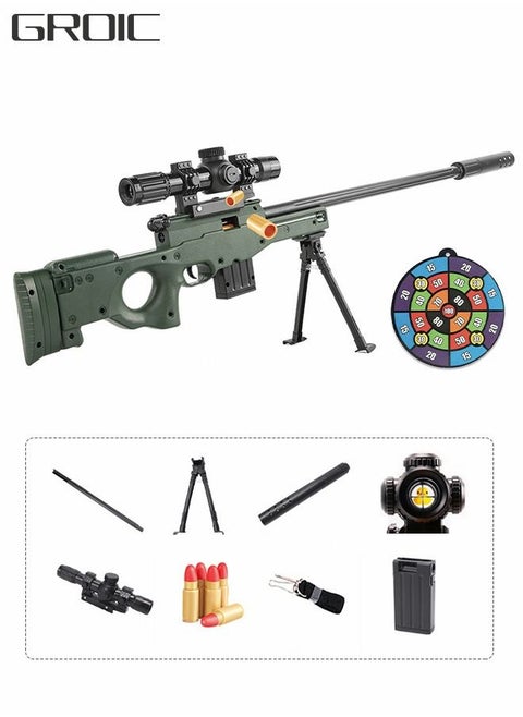 Toy Gun Soft Bullets Education Toy,Sniper Rifle Blaster Gun,Double Mirror Effect Toy Sniper Guns,DIY Toy with Rich Accessories ,Shooting Games Toys for Kids