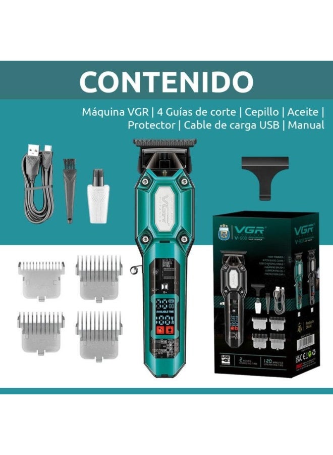 VGR V-900 Professional Men's Razor Ceramic Blades Metalogic Charging and Electricity Runtime 120 Minutes Charging Time 2 Hours USB Charger multicolour - Image 2
