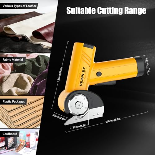 Serplex® Cordless Electric Scissors with LED Light, 2000mAh USB Rechargeable Power Cutter, 5 Speeds, 11mm Cutting Depth Electric Scissors for Carpet, Cloth, Leather, DIY Sewing & Craft Projects - Image 2