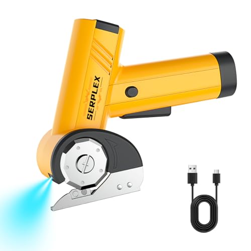 Serplex® Cordless Electric Scissors with LED Light, 2000mAh USB Rechargeable Power Cutter, 5 Speeds, 11mm Cutting Depth Electric Scissors for Carpet, Cloth, Leather, DIY Sewing & Craft Projects - Image 1