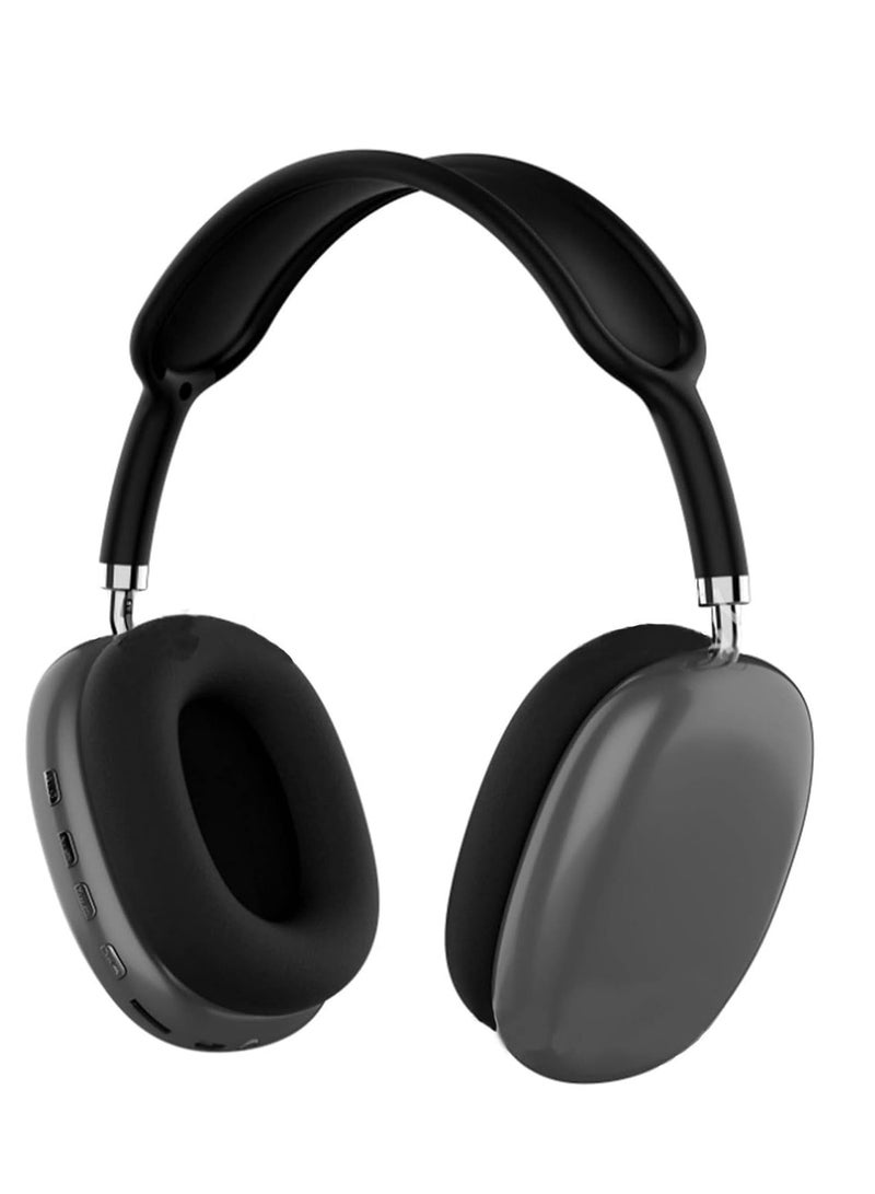 P9 Ultra Wireless Headphones with Microphone- Rechargeable Over Ear Wireless Bluetooth Headphones with 10Hr Playtime, SD Slot, Backup Wire- Soft Cushion Wireless Headset with Mic (Black) - Image 1