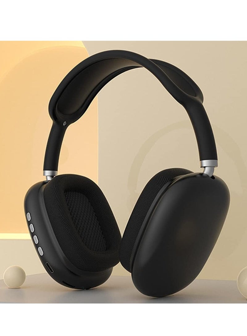 P9 Ultra Wireless Headphones with Microphone- Rechargeable Over Ear Wireless Bluetooth Headphones with 10Hr Playtime, SD Slot, Backup Wire- Soft Cushion Wireless Headset with Mic (Black) - Image 2