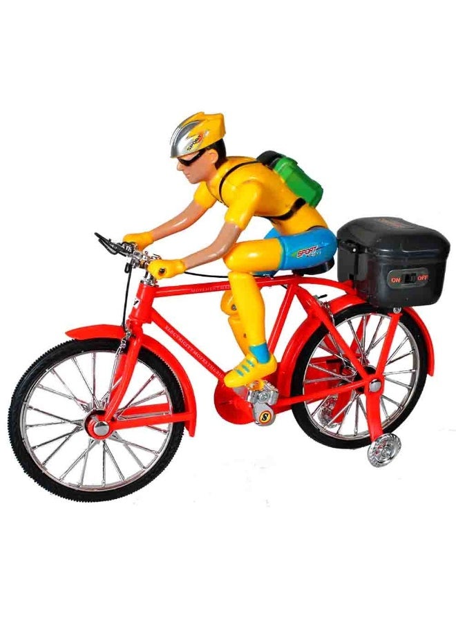 Battery-Powered Toy Cyclist with Light-Up Wheel and Sounds - Image 1