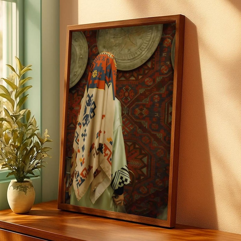 Marktna One canvas painting with a Najdi art design and a hollow frame, measuring (40×60), one piece - Image 2