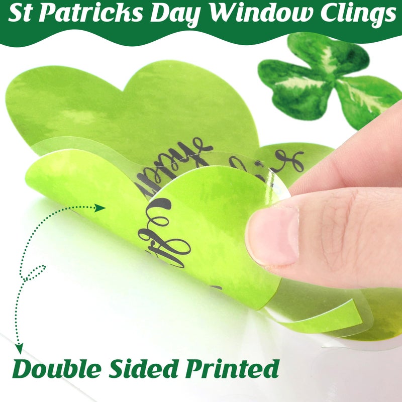 Traplace 9 Sheets St Patrick's Day Window Clings, 217 PCS Green St Patricks Day Shamrock Window Stickers with Coins Rainbow, Double Sided Static Window Clings for Glass Windows St Patricks Day Decorations - Image 3
