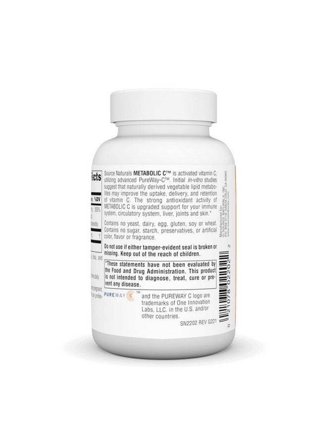 Source Naturals Metabolic C, Optimized Vitamin C for Enhanced Antioxidant Protection*, 500 mg - 90 Capsules - Image 3